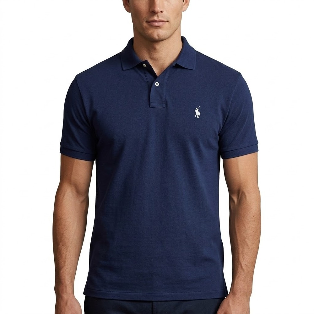 Polo Ralph Lauren Polo Shirt Men 2XLT Navy Blue Short Sleeve Cotton Pony Logo